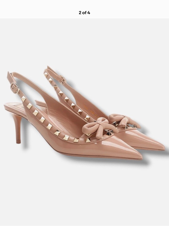 valentino garavani Shoes - Valentino Garavani Patent Slingback Pumps in Nude Pink with Gold Studs